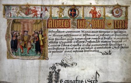 The opening page of the Valor Ecclesiasticus, showing Henry VIII. 