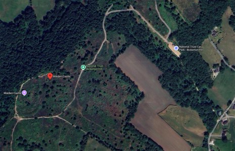 Google Map of Bickerton Hill and Maiden Castle