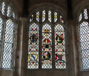 Modern stained glass window in the chancel