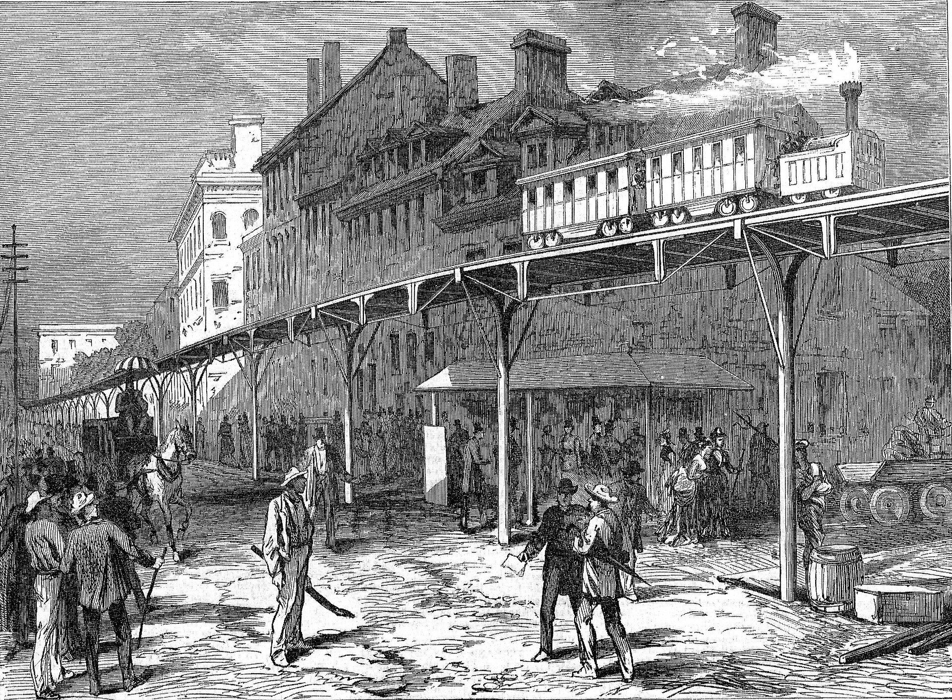 Elevated railway New York 1876