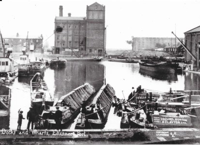 The docks at Ellesmere Port during the 19th century