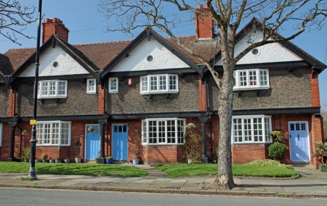 Houses on Wood Street, opposite the entrance to the factory area