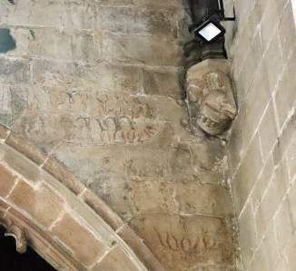 Faint remains of the painting at far right