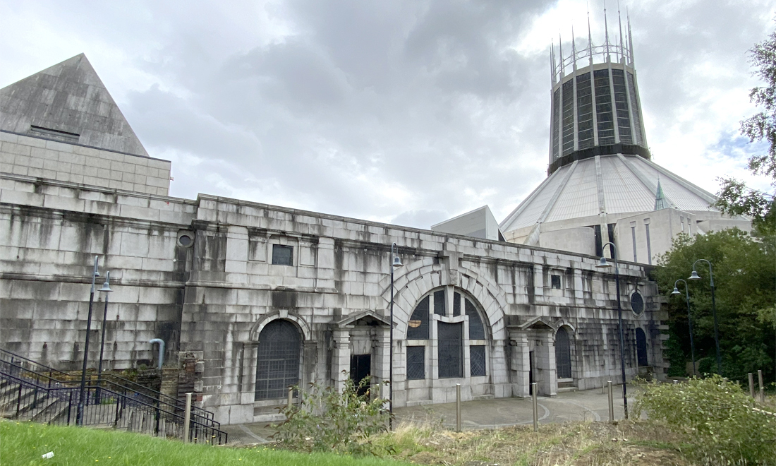 The exterior of the crypt.