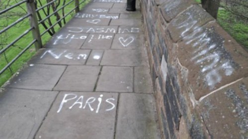 Graffiti amage to the city walls in Chester. Source: BBC News