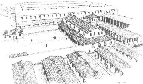 Tim Strickland's reconstruction of the Princess Street Excavations, showing the possible hospital building in the background